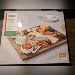 Canvas Acacia Wood Charcuterie Set - Brown(New Never Use It)